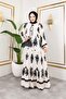 Women's Modest Clothing Button-Front Stand Collar and Plus Size Balloon Sleeve Woven Viscose Dress - 5