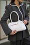 White Women's Retro Hand and Shoulder Bag with Gold Accessories - 4
