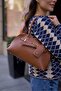 Tan Women's Retro Hand and Shoulder Bag with Gold Accessories - 5