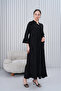 Women's Prevailing Collar Buttoned Long Woven Dress - 3