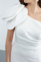 Women's White Organza Detail Midi Promise Engagement Wedding Evening Dress - 4
