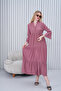 Women's Prevailing Collar Buttoned Long Woven Dress - 2