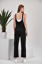 4493-Tied Strap Knee-Free Combed Cotton Maternity Gardener-Overalls - 4