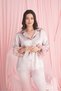 Silky Satin Pajama Suit with Otrish Feather on the Sleeves - 3