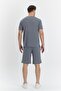 Men's Gray Striped Polycotton T-Shirt and Shorts Set 5734-g - 6