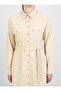 Hijab Dress with Pocket and Belt Detail - Beige - - 5