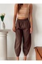 Gabardine Fabric Women's Shalwar Trousers - Brown - 2