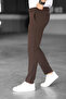 Men's Brown Lycra Italian Cut Ankle Length Fabric Trousers - 4