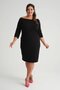 Women's Black Carmen Collar Three Quarter Sleeve Plus Size Flexible Crepe Dress - 3