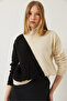Women's Ecru Black Piecework Knitwear Sweater 20246299 - 4