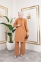 Women's Shirt Collar Double Linen Set with Cross Buttons on the Front and Inner Tie-Up Pants - 8