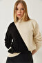 Women's Ecru Black Piecework Knitwear Sweater 20246299