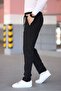 Men's Black Color Elastic Waist Lace up Stretchy Fitted Jogger Pants Fabric Trousers - 6