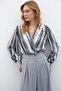 Striped Bodysuit Blouse - Gray - 3