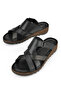 , Women's Genuine Leather Slippers 1411008Z012 Black - 5