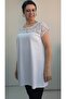 White Low-Sleeved Combed Cotton Viscose T-Shirt with Lace Detailed Front and Back - 7