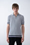 Colorful Stripe Zippered Knitwear T-Shirt