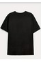 Women's V-Neck Black T-Shirt Printed Oversized Casual - 2
