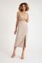 Beige Organic Linen Special Design Trendy Slit Woven Skirt - 3