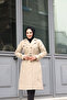 A Line Quality Double-Breasted Collar Lined Women's Hijab Trench Coat Cream - 6