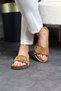 Natural Cork Sole Anatomical Large Buckle Suede Leather Slippers - 4