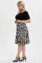 Women's Black White Zigzag Pattern High Waist Flared Skirt - 4