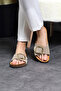 Natural Cork Sole Anatomical Large Buckle Suede Leather Slippers - 7