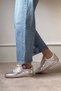 Helen Silver Metallic Flat Sole Women's Lace-Up Sneakers - 6