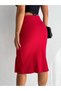 Women's Red Color Camisole Fabric Front Slit Skirt for 4 Seasons - 3