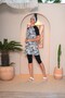 Digital Printed Garnished Short Sleeve Semi-Closed Hijab Swimsuit 3187 - 2