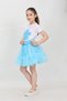 Girl's Floral Print T-Shirt Ruffle Detailed Blue Tutu Skirt Suit April 23, October 29 Show Outfit - 2