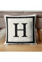 Letter Cushion Cover - Letter H - Gift Decorative Cushion Cover 43X 43 cm Cream-Black