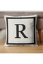 Letter Cushion Cover - Letter R - Gift Decorative Cushion Cover 43 X 43 cm Cream-Black