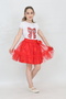 Girl's Ribbon Print T-Shirt Ruffle Detail Red Skirt Suit April 23, October 29 Show Outfit - 7
