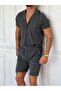 Crinkle Fabric Cotton Shirt + Shorts Set