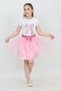 Girl's Ribbon Print T-Shirt Sequin Detailed Pink Skirt Suit April 23, October 29 Show Outfit - 3