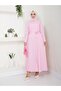 Striped Belted Summer Dress with Hidden Pockets - Pink - 2