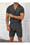 Crinkle Fabric Cotton Shirt + Shorts Set - 2