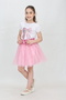Girl's Ribbon Print T-Shirt Sequin Detailed Pink Skirt Suit April 23, October 29 Show Outfit - 8