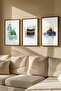 3 Piece Brown Real Wood Framed Painting Set - Model 15