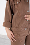 Brown Embroidery Detailed Jean Pant and Jacket Girls' Suit 20364 - 5
