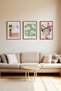 3 Piece Brown Real Wood Framed Painting Set - Model 7