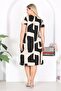 Woman's black beige asymmetric pattern midi dress - 6