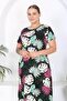 Woman's pink green tropical pattern midi dress - 5