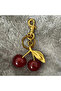 Cherry Keychain Red Large Design Sparkling Cherry Wallet Bag Ornament Charm - 2