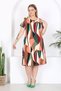Women's Salmon Green Geometric Pattern Midi Dress - 2