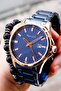 Original Watch Bracelet Gift Navy Blue Rose Copper Men's Wristwatch with Calendar - 5