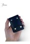 Genuine Leather Black Palm Card Holder, Real Leather Minimal Card Holder, Double Snap Card Holder, Unisex - 6