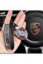 Silver Color Keychain Compatible with Porsche - Silver Metal Premium, Cayman Cayenne Panamera
