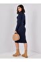 Navy Blue Midi Length Dress Spring Season Combed Cotton Camisole Fabric - 2